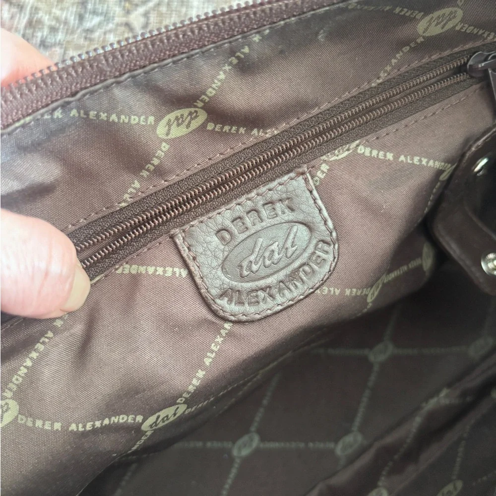 Derek Alexander Brown Leather Shoulder Bag Braided Handle - Picture 7 of 11